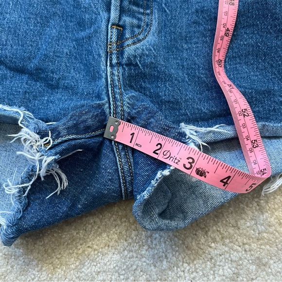 Levis Shorts Womens 32 Blue Denim Jean 501 Cut Off Button Fly High Rise Ladies - Picture 11 of 11